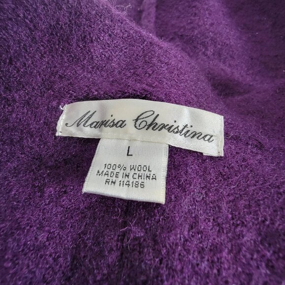 Marisa Christina Womens Purple Wool Ruffled Cardigan Sweater Large Tie-Front - Picture 3 of 7